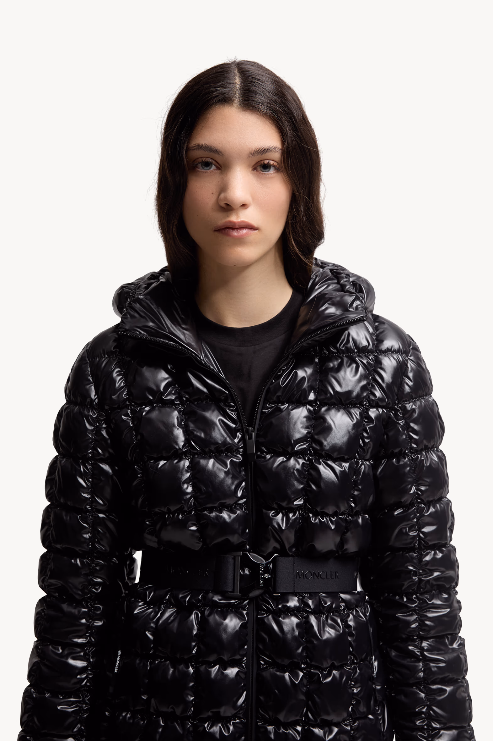 Eynard Hooded Square-Quilted Short Down Jacket Women Black Moncler 6